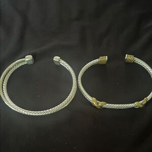 Sterling Silver and Gold Tone Cable Bracelets